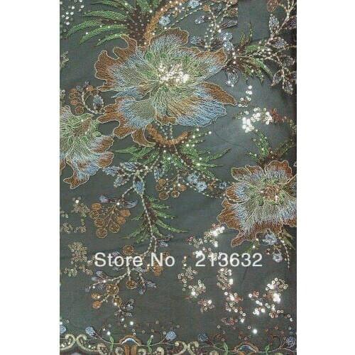 Lace blouse show dress fabric flowers hot green yellow golden polyester embroidery lace fabrics hand cut France flower lace rim