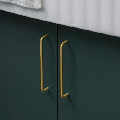 Brass Handle light luxury modern simple cabinet shoe cabinet drawer wardrobe door Nordic cupboard pure copper gold long handle