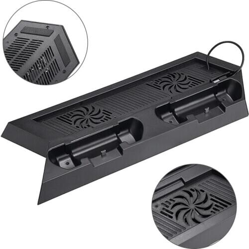 Mayitr 1pc USB 5V Black PC Game Chargers Vertical Stand Cooling Fan Controller Charging Station For PlayStation 4 Game Accessory