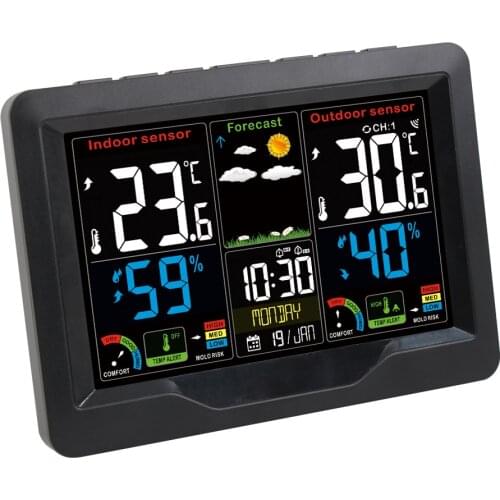 Weather Station Wireless Indoor Outdoor Sensor Touch Screen Digital Thermometer Hygrometer Weather Forecast Snooze Alarm Clock