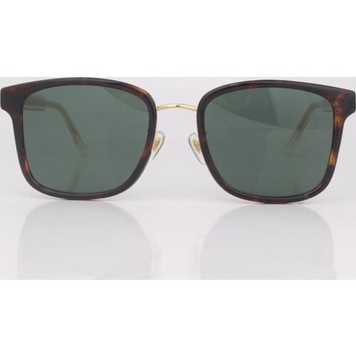 Square acetate frame men and women sunglasses green lens