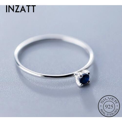 INZATT Real 925 Sterling Silver Blue Zircon Ring For Fashion Women Fine Jewelry Cute 2019 Minimalist Accessories Gift