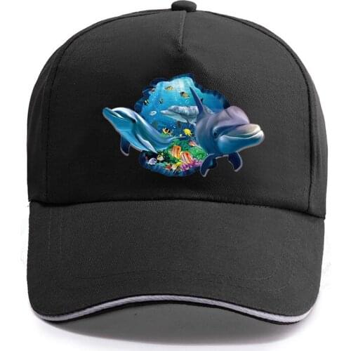 New Summer Underwater Fish Dolphin 3d Vivid Baseball Cap Unisex Women Men Cotton Hat Snapback Hats Trucker Caps