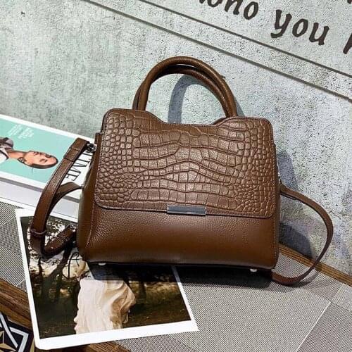 Solid 2021 Bags Fashion Designer Luxury Genuine Travel Cowhide Messenger Women Womens Handbags Crocodile Bag Pattern Shoulder