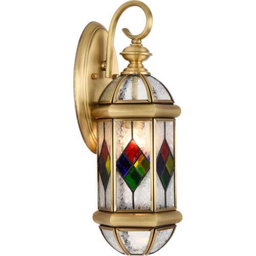 Outdoor Brass Wall Lamp American Design Glass Wall Sconce D20cm H44cm E27 Brass Material Wall Lighting Lamp Wall Brackets Lights
