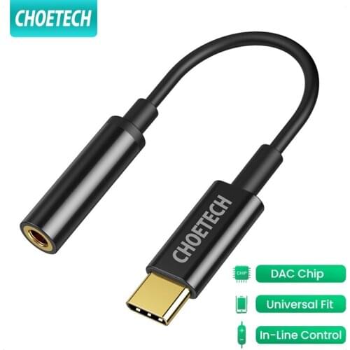CHOETECH USB Type C to 3.5mm Female Headphone Jack Adapter USB C to Aux Audio Cable Cord DAC Chip For Pixel 4 3 2 XL iPad Pro