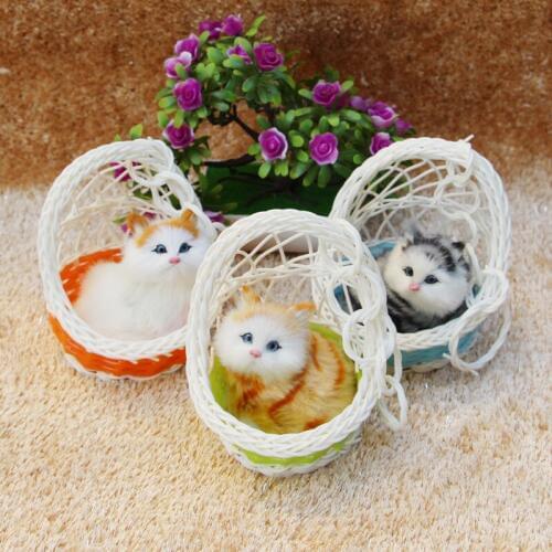 Plush Toy Hanging Basket Cat Multicolor Decor Bag Kidsroom Collection Gift Game for Kid