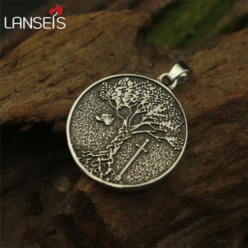 Lanseis 1pcs Tree of life pendant ,viking tree necklace raven necklace pendant black bird jewelry