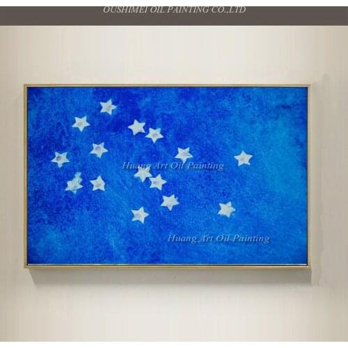 Pop Art Hand Painted Starry Night Constellation Cover Acrylic Paintings Home Wall Decor Star Oil Painting Blue Landscape