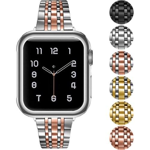 Stainless Steel Strap For Apple Watch Band 6 SE 5 4 3 40mm 44mm 38mm 42mm Sport Metal Slim Bracelet for iWatch series 6 5 3 Band