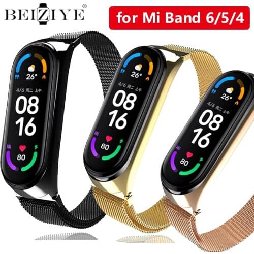 Strap For Xiaomi mi band 6 5 4 Milanese Loop Bracelet Stainless Steel Watchband Replacement for MiBand 4 5 6 Metal Wristband