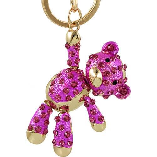 Luxury Crystal Keychain Cute Bear Key Chains Holder Purse Bag Pendant Keyrings Car KeyChains Jewelry Gift