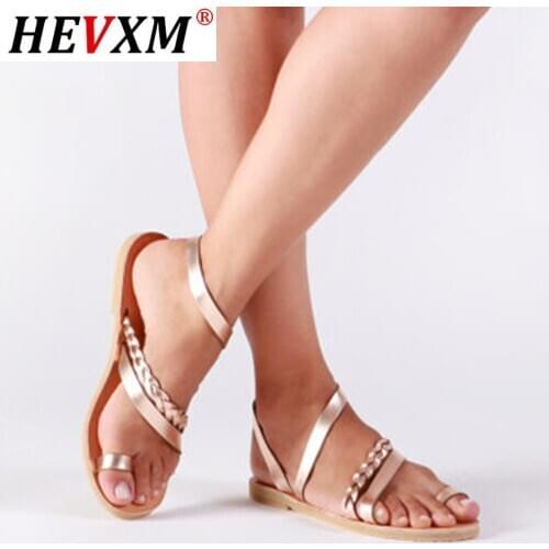 Thong Sandals Summer Women Flip Flops Weaving Casual Beach Flat Shoes Rome Female Sandal Low Heels Slippers sandalias mujer 2020