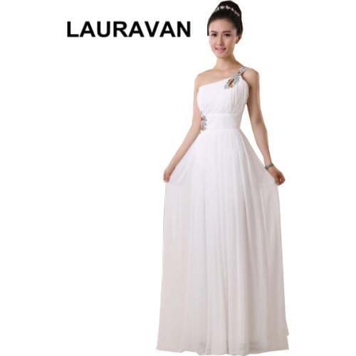 Light pink ivory blue red yellow chiffon adult bridesmaid long one shoulder party dresses 2020 pastel greek goddess dress