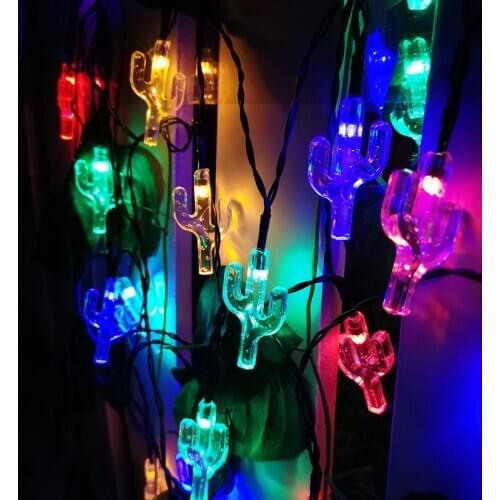 Garden Fairy Lights LED Cactus String Lights Solar Powered Garland Outdoor Waterproof Twinkle Christmas Holiday Decoration