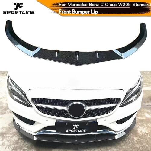 Carbon Fiber Front Bumper Lip Spoiler Guard for Mercedes-Benz C Class W205 Standard Sedan 2015 - 2019