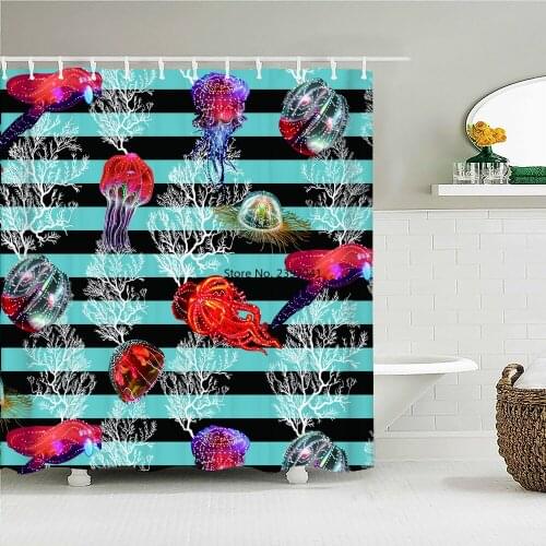 Ocean Marine life Shower Curtain Bathroom Waterproof Polyester Multi-size Geometry 3D Printing Curtains for Bathroom Shower