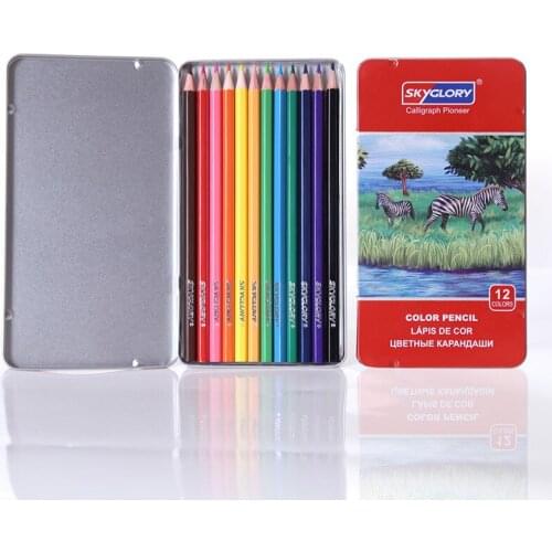 Iron box color pencil 12/24 color art art depicts painting halo oily pencil school supplies color pencil set