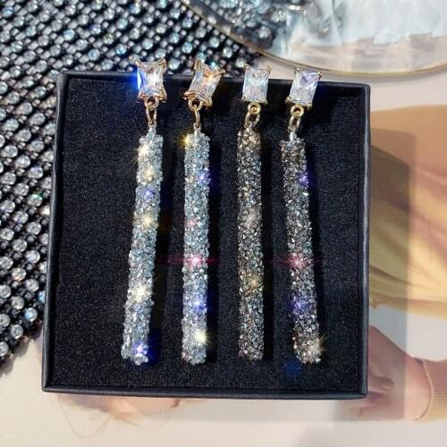 New listing needle high personality net red long temperament earring crystalWedding jewelry gift