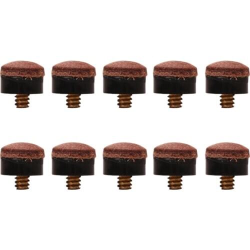 10 Pieces 12mm Durable Screw On Replacement Tips Snooker Billiard Accessories for Pool Cue-Hard