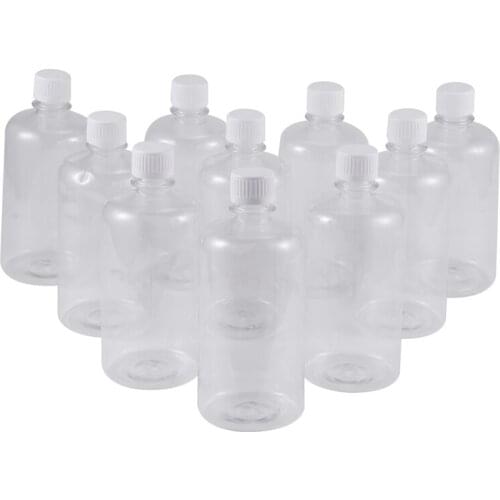 10Pcs 500ml Clear Plastic Lab Seal Reagent Bottle Chemical Graduation Sample Bottle