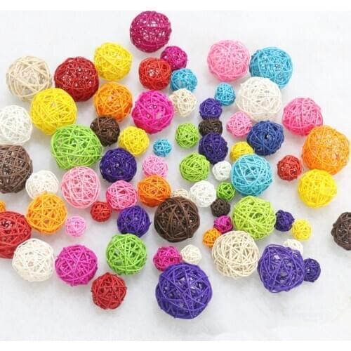 10pcs/Lot 5cm Baby Shower Rattan Ball, New Year Decoration Rattan Wicker Balls Party Decoration DIY Sepak Takraw Balls