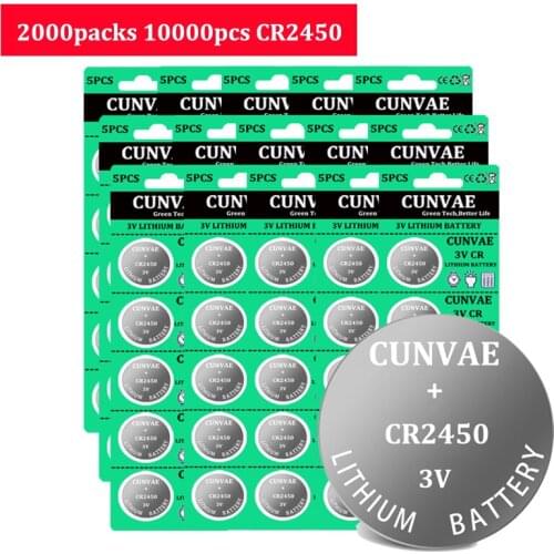 10000pcs CR2450 3V Cell Battery CR 2450 DL2050 BR2450 Lithium Button For Remote Control LED tea light vibes Calculators Car