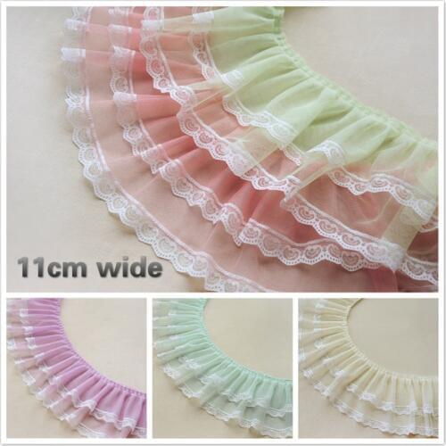 17cm Wide Double Mesh Sequin White Tulle Lace Pleated Exquisite Clothing Fabric DIY Home Trim Accessories Skirt Curtain Sewing