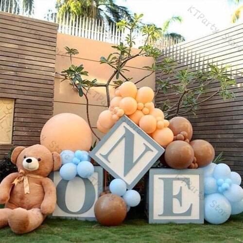 71pcs Macaron Blue Balloon Garland Baby Shower Balloons Arch Kit Coffee Cream Peach Birthday Party Graduation Anniversary Decor