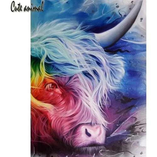 5D Diy Diamond Painting Highland cow color animal full square round drill diamond embroidery diamond mosaic home decoration new
