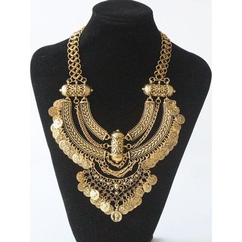 Large Collar Statement Gypsy Necklace Woman Bohemian Ethnic Maxi Choker Necklace Femme Vintage Layered Power Necklace For Women