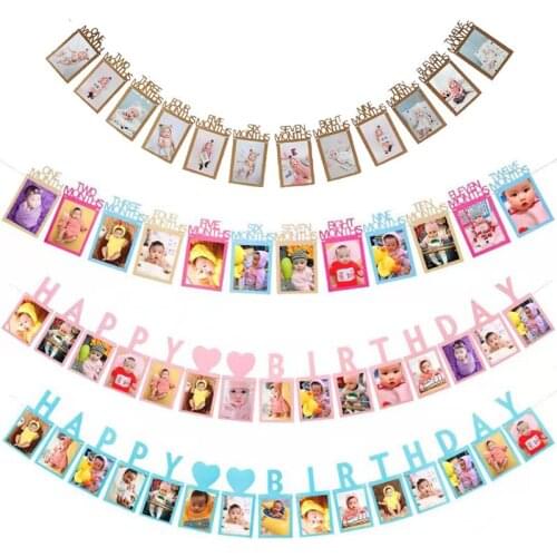 Kids Birthday Baby Shower Decor Paper Frame With Rope DIY Kraft Paper Picture Frame Hanging Wall Photos Album Home Decoration