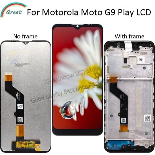 6.5'' For Motorola Moto G9 Play Display With Frame Touch Panel Glass Screen Digitizer Assembly For Moto G9 play LCD Pantalla
