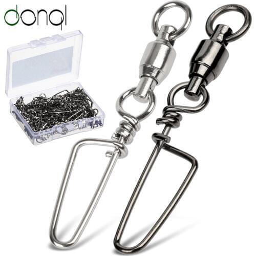 DONQL 10/20/50pcs Fishing Swivels Connector Ball Bearing Snap 0#-6# Rolling Swivel For Fishhook Lure Carp Fishing Accessories