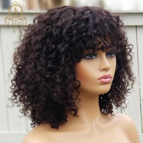Deep Curly Fringe Short Bob Wigs With Bangs 360 Lace Frontal Human Hair Wigs HD Lace Front Wigs For Black Women Nabeauty 180