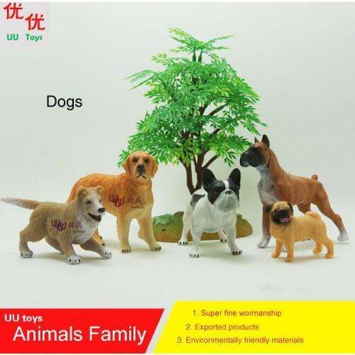 Hot toys: Golden Retriever, Bulldog, Chinese shar pei, Collie, boxer dog Simulation model Animals kids toys educational props