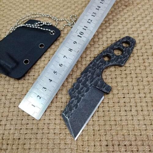 Stone Washed Fixed Blade Armor Small Straight Knife Sheath High Hardness EDC Camping Survival Knives Belt Necklace knife
