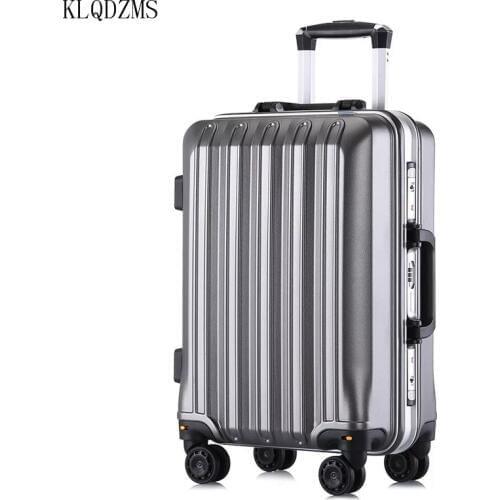 KLQDZMS 20"24"inch Aluminum frame travel suitcase men carry on travel bag women trolley bag on wheels