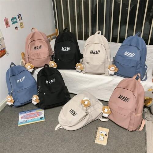 Korean Fashion Womens Backpack Letter Print Trend Schoolbag For Girls Nylon Large-capacity Travel Backpacks 2021