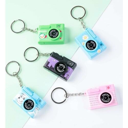 Creative Bag Accessories Key Chain Fashion Daisy Camera Led Light Emitting KeyRing Mobile Phone Case Hanging KeyRing Ornament