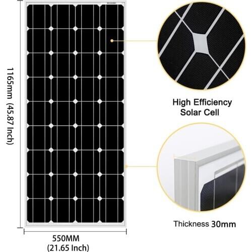 Monocrystalline silicon frame solar panel 100W 36 cell 12V