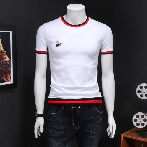 Brand 2020 Short Sleeve T-Shirt Korean Summer T Men Slim Fit Casual Tee Shirt Homme Round Neck Embroidery Male Tide