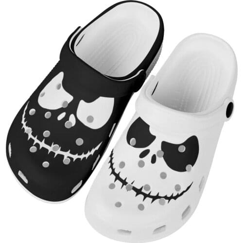 Noisydesigns 2021 Men Sandals Summer Beach Hole Shoes Rubber Clogs Man Shoes Black White Nightmare Jack Prints Plus Size 36-47