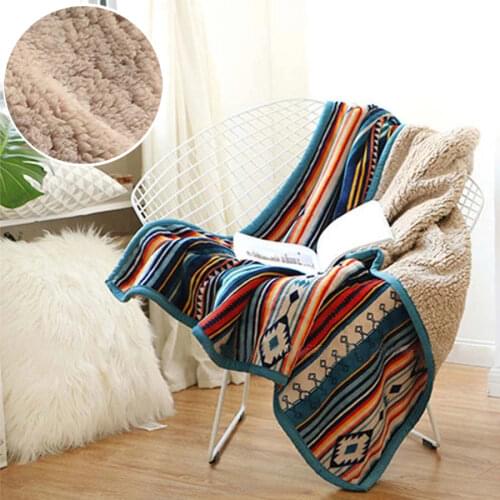 WOSTAR Super Soft Winter thicken Warm Flannel Retro Sherpa Blanket Bohemian ethnic home decorative bed Sofa bedspread Blanket