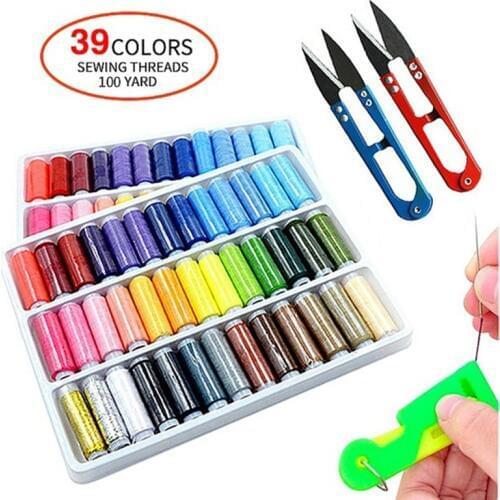 39pcs Sewing Kits Polyester Sewing Thread Spool Kits and Quilting Sewing Accessories For Hand Sewing Machine DIY Sewing Supplies