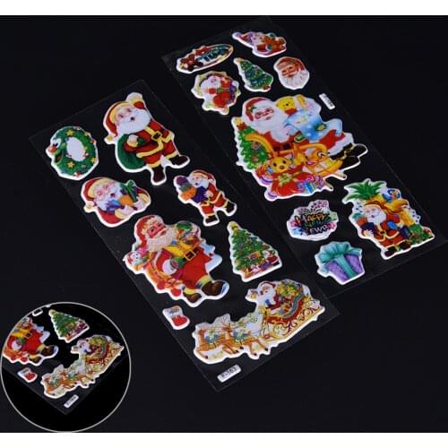 5 Sheets Scrapbooking 3D Merry Christmas Decorative DIY Stationery Sticker Christmas Tree Santa Claus Adhesive Stickers