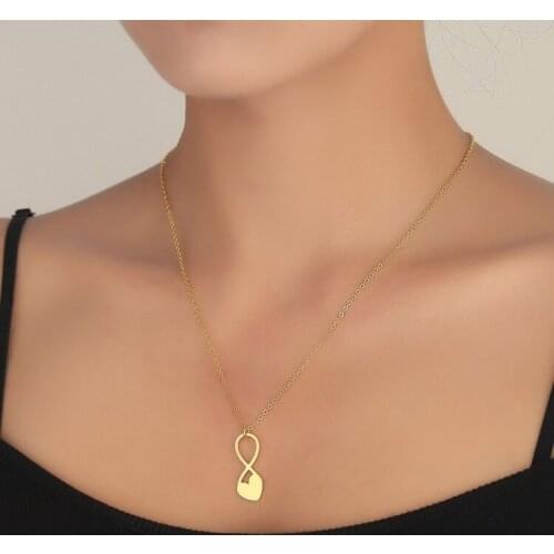 Stainless Steel Infinity Forever Love Pendant Necklaces Infinite Symbol Choker Heart Charm Dainty Valentines Day Jewelry Gift