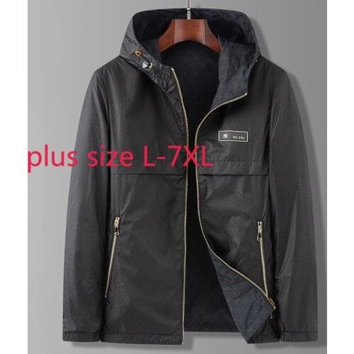 New Arrival Fashion Spring And Autumn Young Men Hooded Printed Jacket Double Sided Coat Casual Plus Size LXL2XL3XL4XL5XL6XL7XL