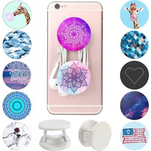 Cute Dog Giraffe Mandala попсокет Round Phone Holder Ring Grip Pocket Socket Stand Flexible Air Bag For Smartphones and Tablets