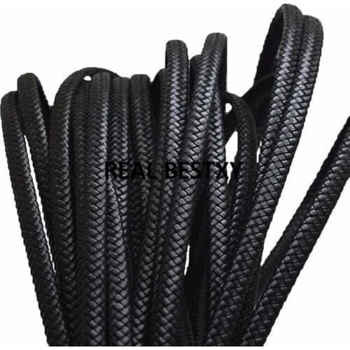 5m/lot approx: 7.2*3.5mm Flat Braided Genuine Leather Cord Jewelry Cord String Rope DIY Leather Bracelet Making Jewelry Finding